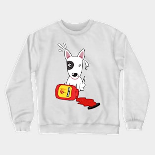 Funny Bull Terrier Spilled Hot Sauce Crewneck Sweatshirt